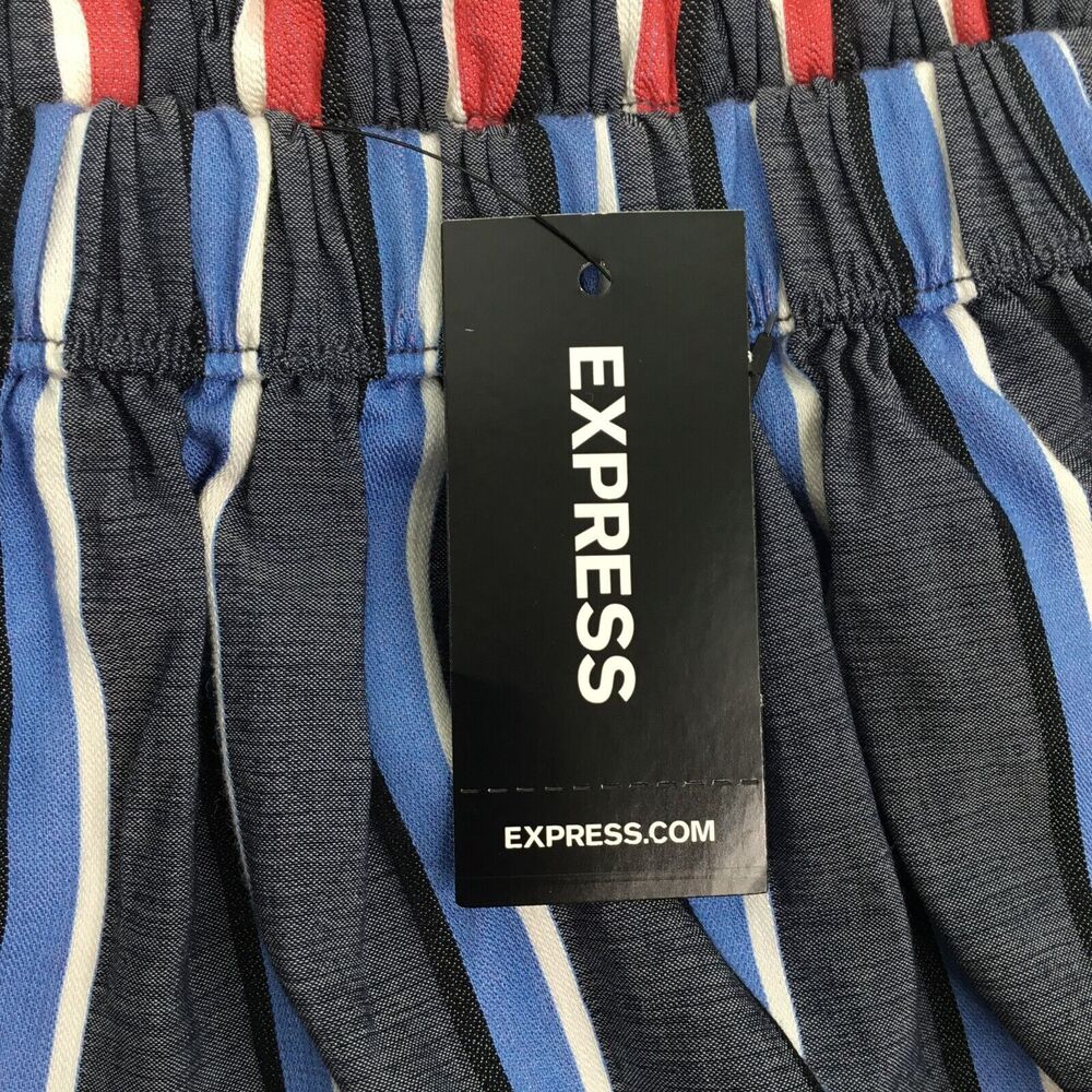 Express Reversible Top Women XS Red White Blue Stripe Off the Shoulder Patriotic - Picture 10 of 13